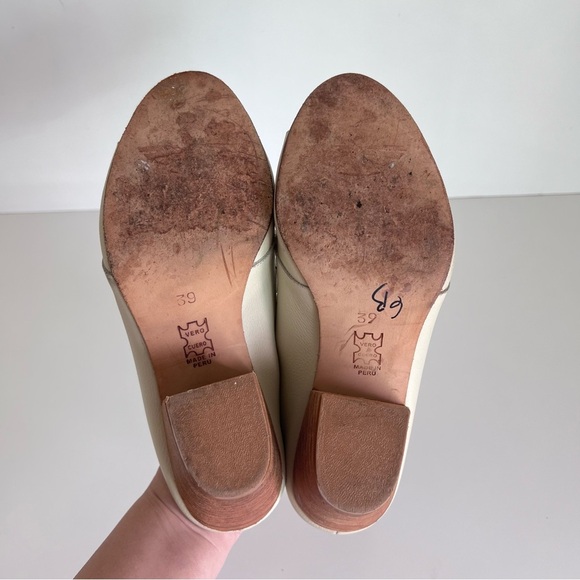 FORTRESS OF INCA Gaby Ivory Leather Mules Heels Sandals - Picture 7 of 8